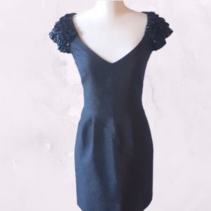 Laundry by Shelli Segal black cocktail dress with beaded cap sleeves